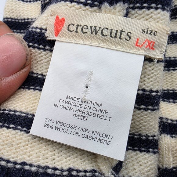 Crewcuts Girls L/XL Black Gold Striped Beanie Hat With Heart Accents Winter Warm - Picture 5 of 6